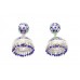 Earrings Enamel Jhumki Dangle Sterling Silver 925 Blue Beads Traditional C28